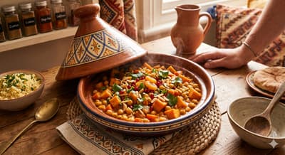 Vegan chickpea tagine with sweet potato