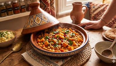 Vegan chickpea tagine with sweet potato
