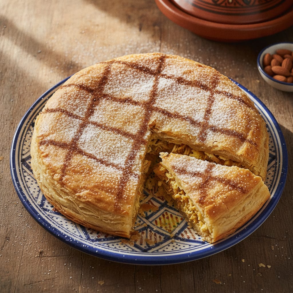 Bastila - Traditional Moroccan Chicken Pie — Moroccan Plate recipe photo
