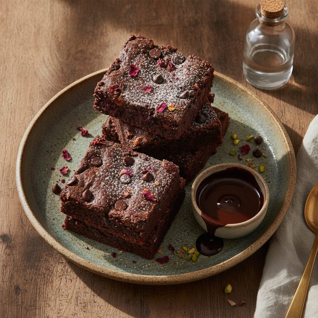 Beetroot, Chocolate & Rose Brownies (Gluten & Dairy Free) — Moroccan Plate recipe photo