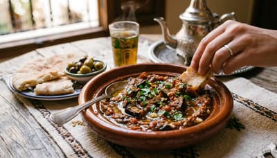 Moroccan zaalouk eggplant dip with bread