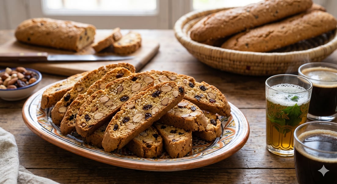 Moroccan fekkas twice-baked almond biscotti