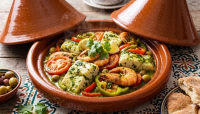 Seafood tagine with shrimp and herbs
