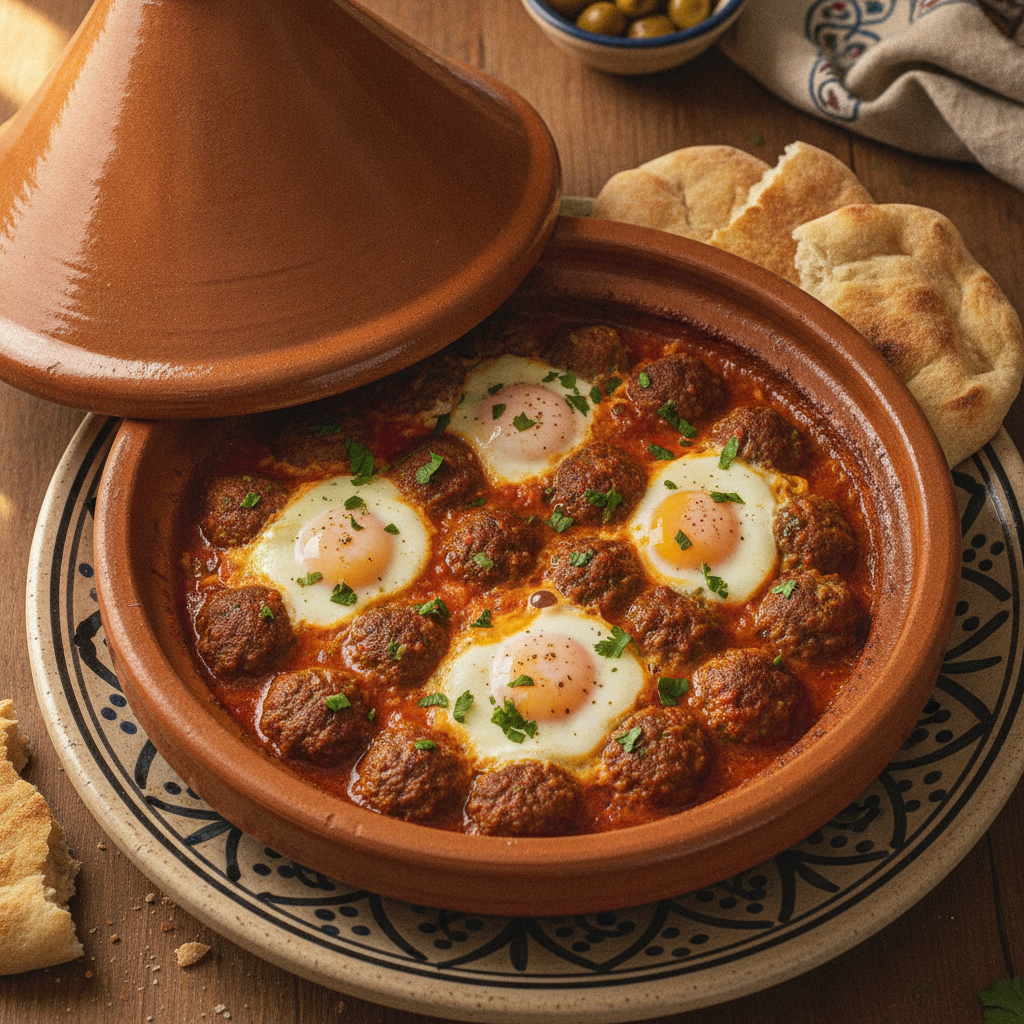Kefta Mkaouara (Meatball & Egg Tagine) — Moroccan Plate recipe photo