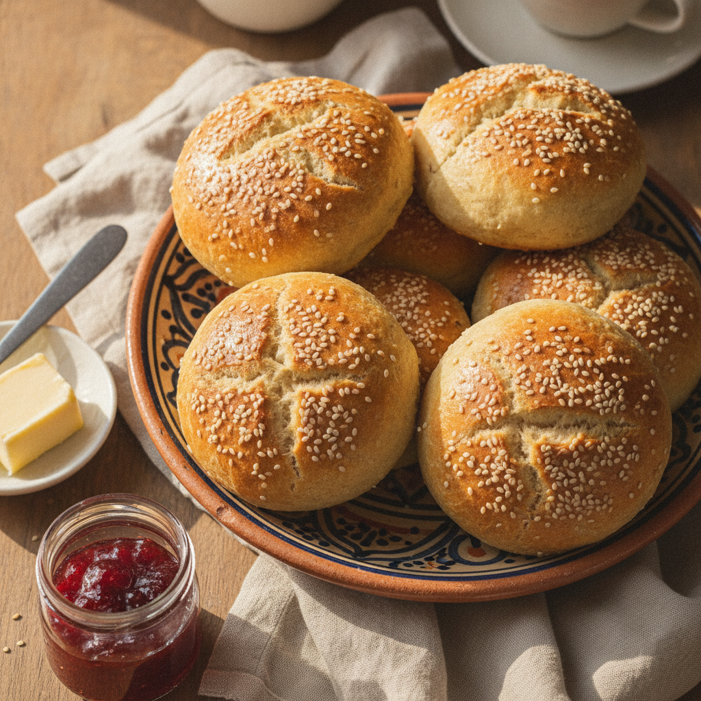 Krachel (Aniseed & Sesame Sweet Buns) — Moroccan Plate recipe photo