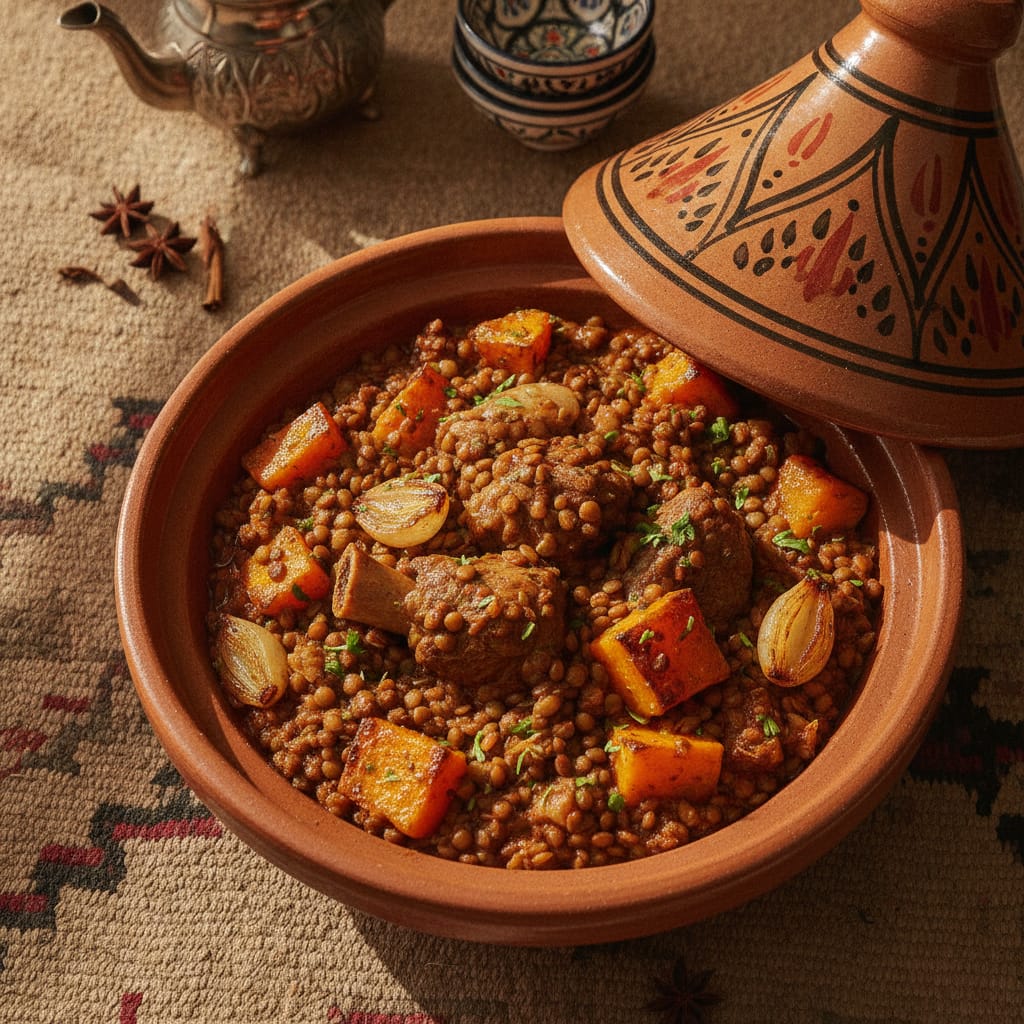 Lamb, Lentil & Pumpkin Stew — Moroccan Plate recipe photo