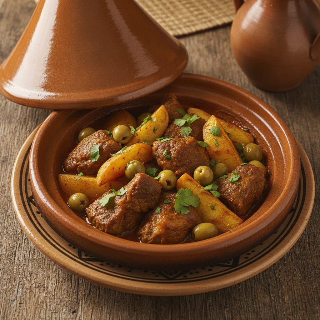 Lamb, Potato & Olive Tagine — Moroccan Plate recipe photo