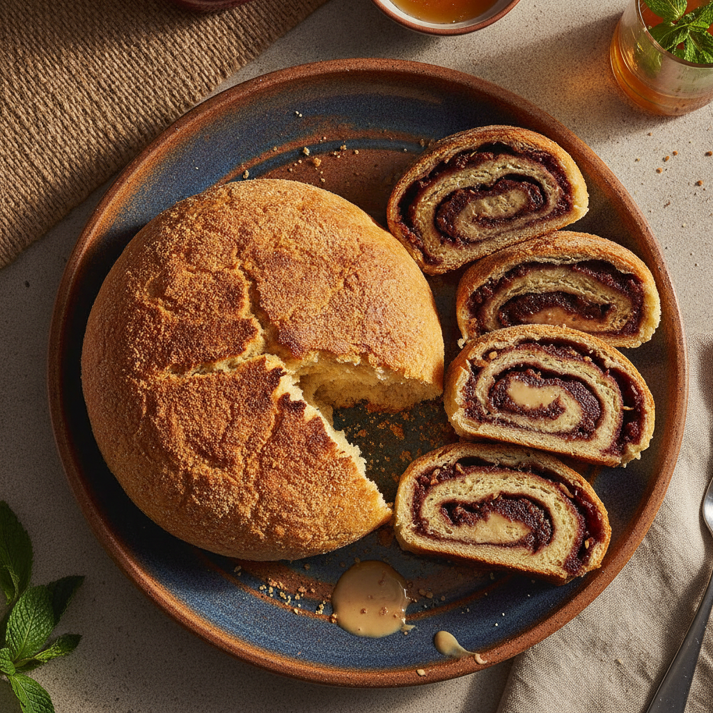 Moroccan Semolina Bread + Fig and Tahini Pinwheel Bread — Moroccan Plate recipe photo