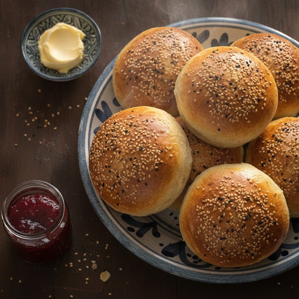 Moroccan Sesame Seed Bread Rolls — Moroccan Plate recipe photo