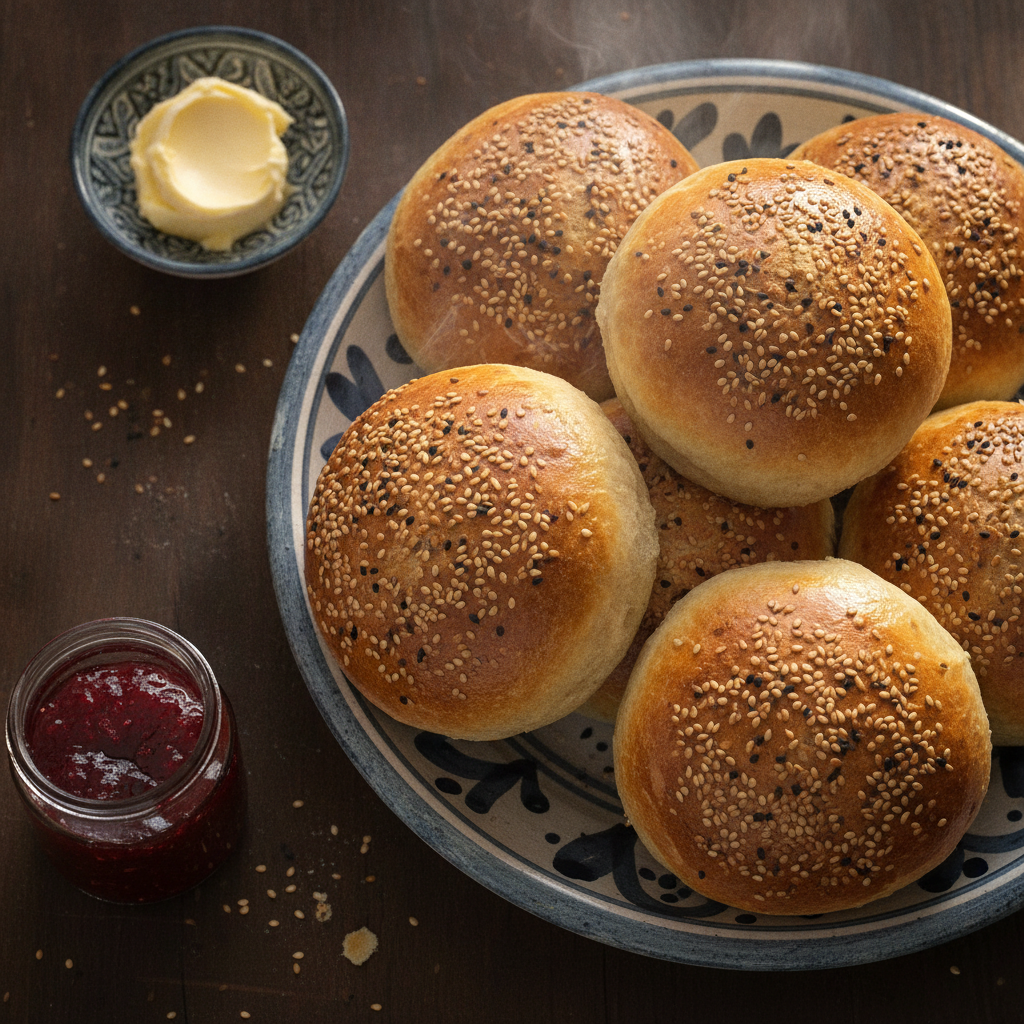 Moroccan Sesame Seed Bread Rolls — Moroccan Plate recipe photo