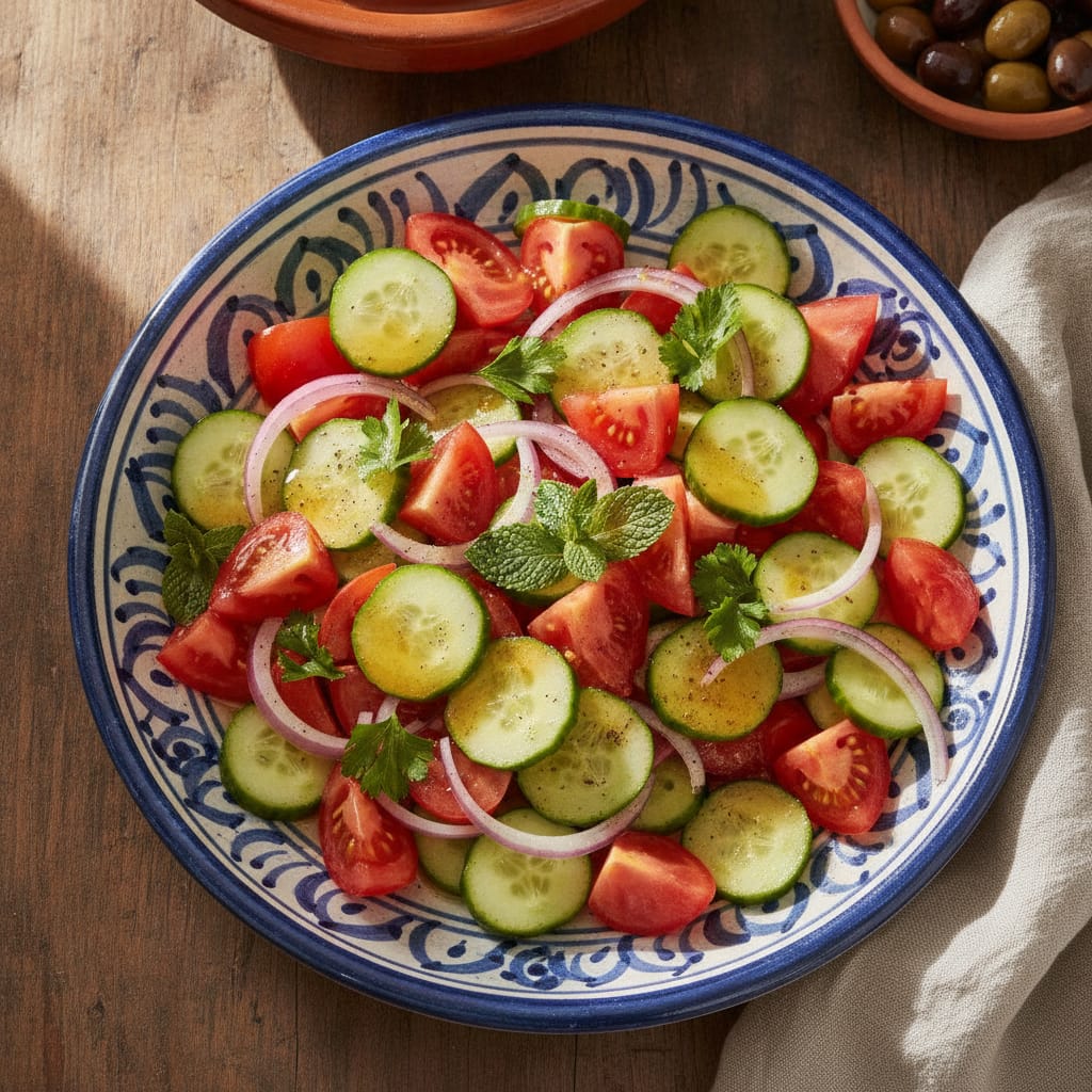 Moroccan Tomato & Cucumber Salad — Moroccan Plate recipe photo