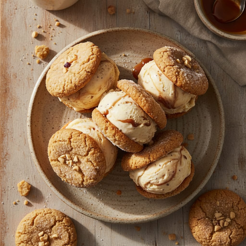 No-Churn Salted Caramel Anise Ice Cream Sandwiches with Peanut Ghriba — Moroccan Plate recipe photo