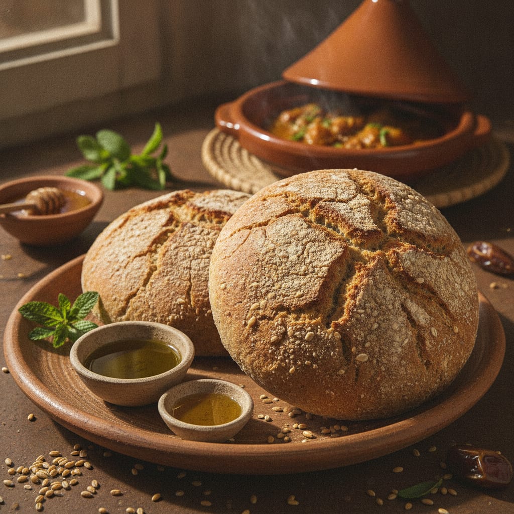 Pain Marocain À L'Orge (Mahrache - Moroccan Barley Bread) — Moroccan Plate recipe photo