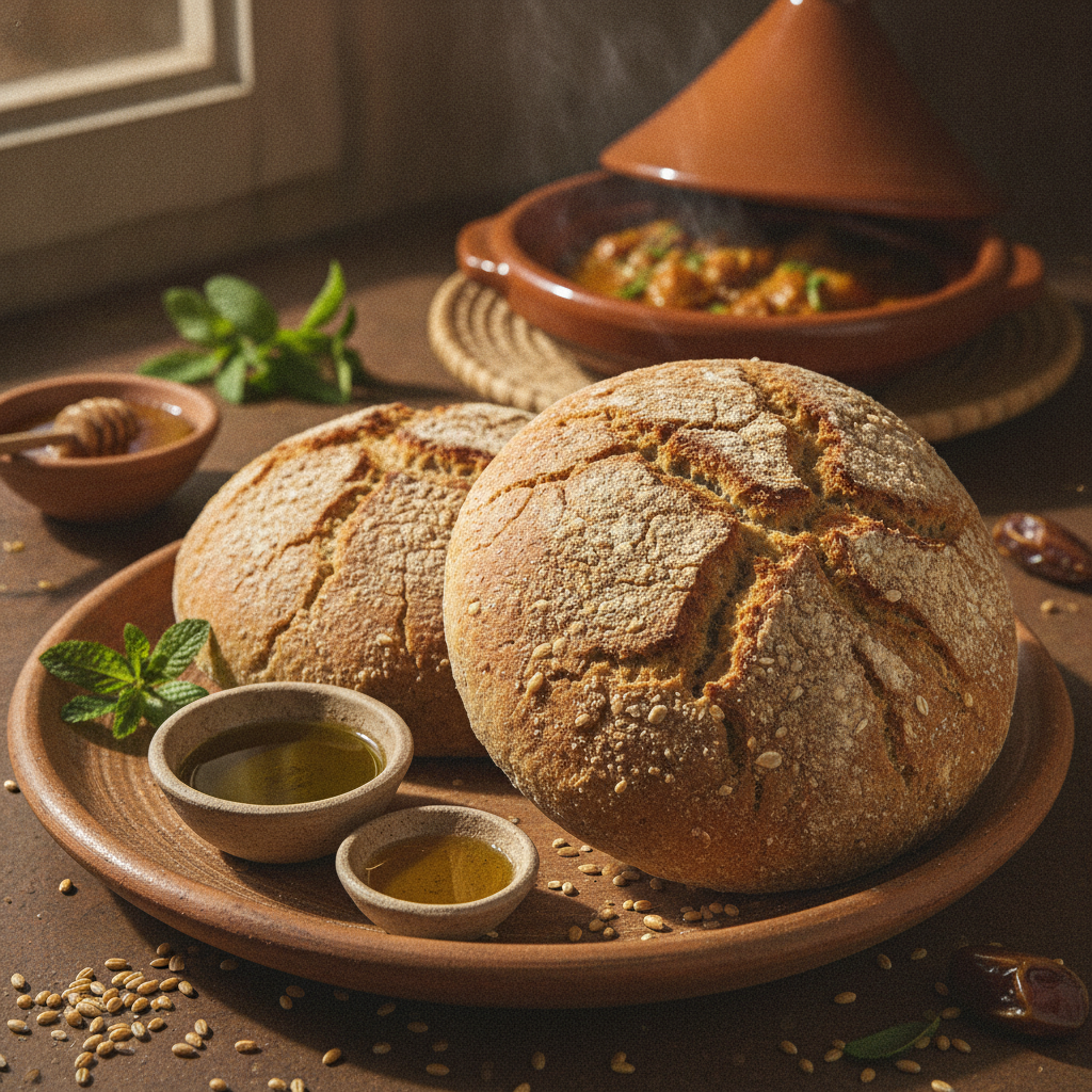 Pain Marocain À L'Orge (Mahrache - Moroccan Barley Bread) — Moroccan Plate recipe photo