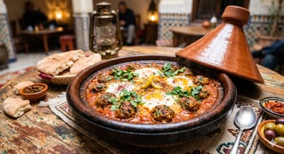 Moroccan kefta meatballs in tomato sauce