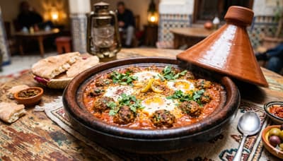 Moroccan kefta meatballs in tomato sauce
