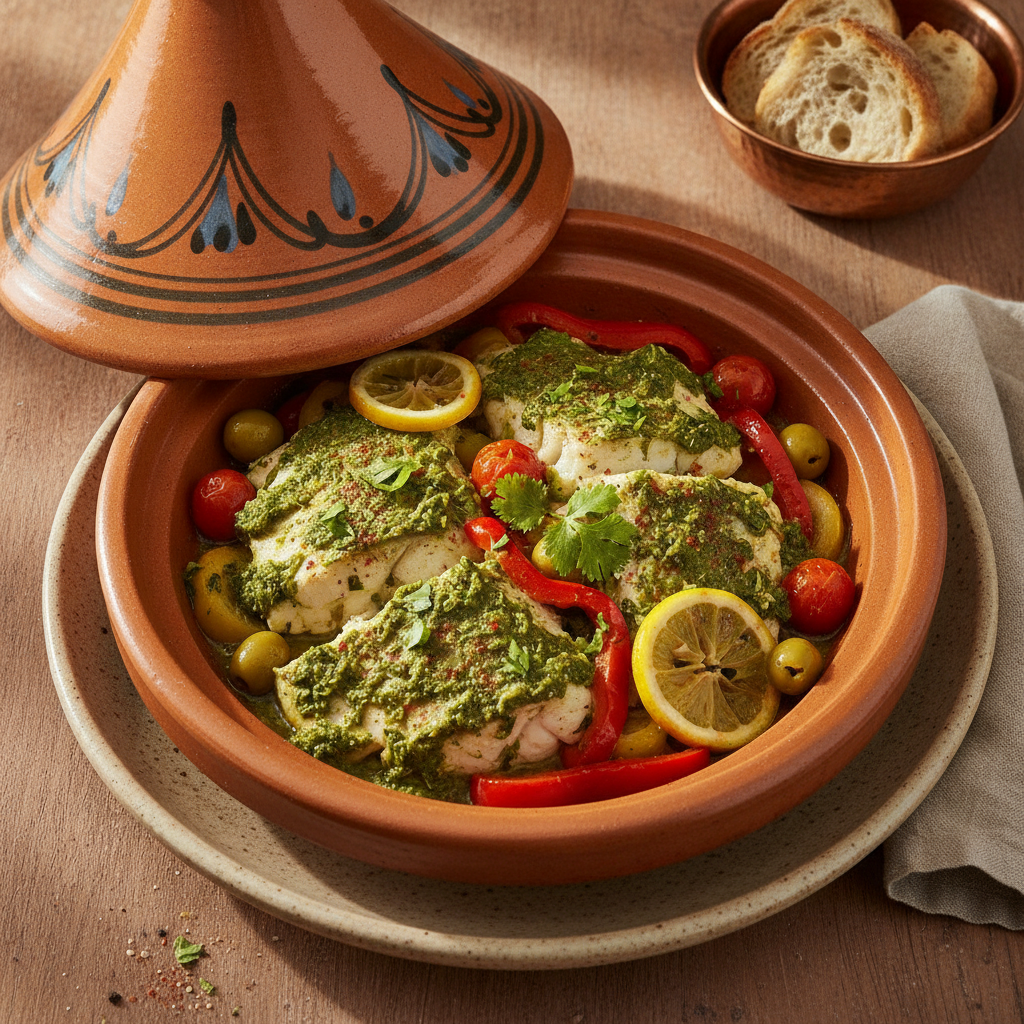 Quick Fish Tagine with Chermoula — Moroccan Plate recipe photo