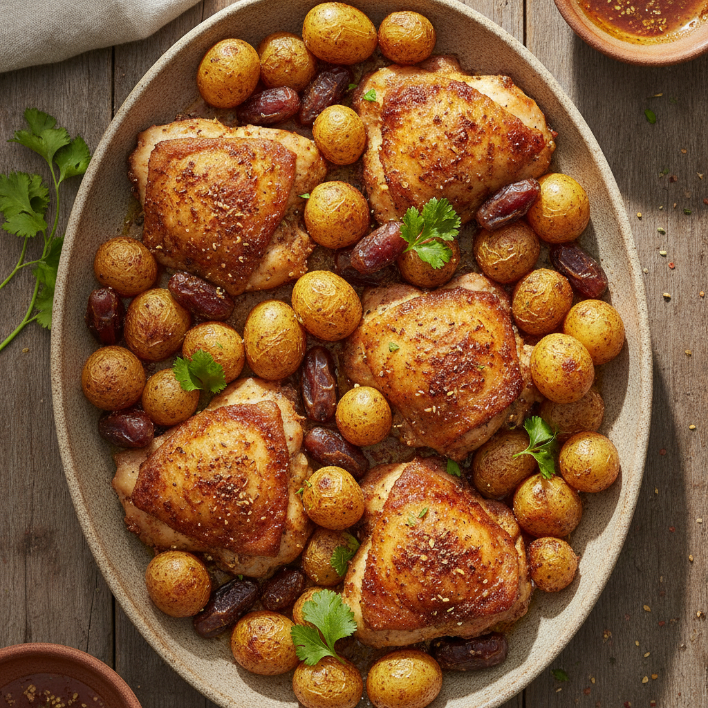 Ras El Hanout Chicken & Baby Potato Traybake — Moroccan Plate recipe photo