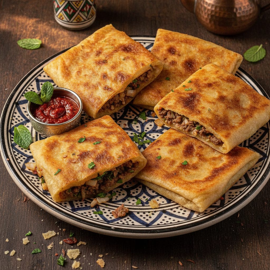 Stuffed Msemen (Rghaif) - Stuffed Moroccan Flatbread — Moroccan Plate recipe photo