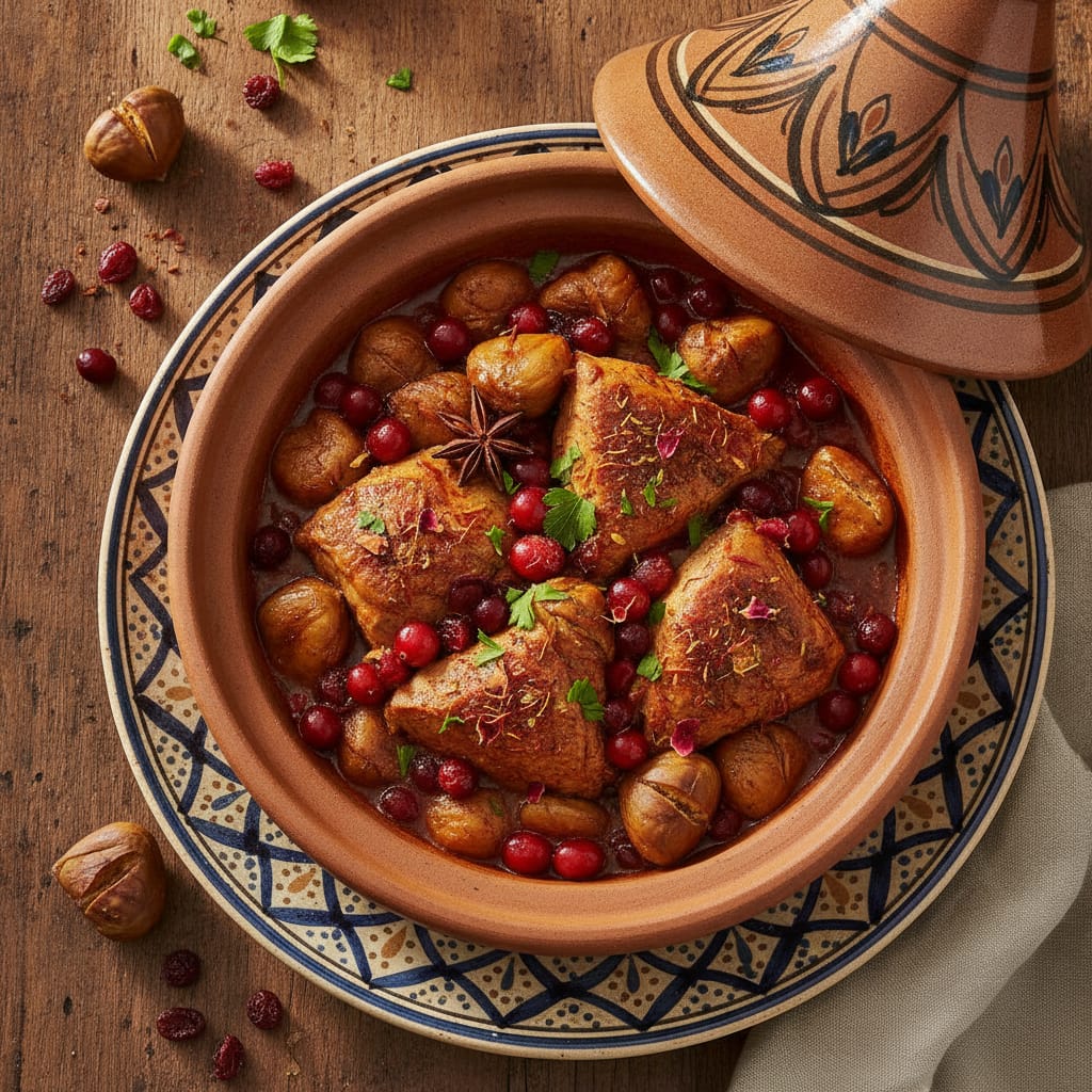 Turkey, Cranberry & Chestnut Tagine — Moroccan Plate recipe photo