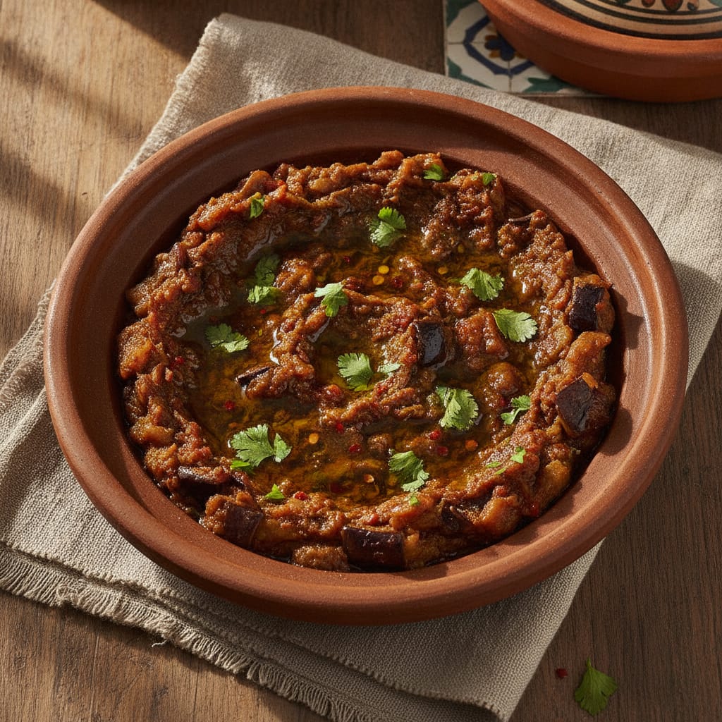 Zaalouk (Moroccan Cooked Eggplant Salad) — Moroccan Plate recipe photo